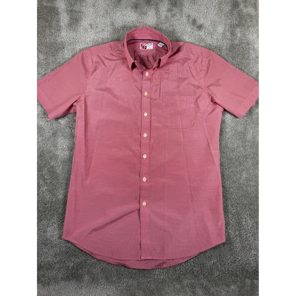 Chick-Fil-A Team Style Oobe Men Red Gingham Button Down Shirt Short Sleeve Med. - Picture 2 of 8
